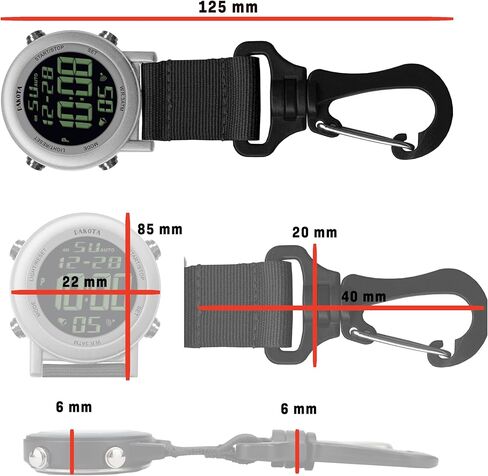 Dakota Light Digital Backpacker, Clip Watch, Alarm, Fob Watch, Timer and Dual Time Watch, Outdoor Gifts for Men and Women, Use for Fishing and More, Tactical Digital Watch, Clip On Watch in Kuwait