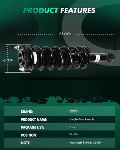 SCITOO - Rear Complete Strut & Coil Spring Assembly Fits 2005 2006 2007 2008 2009 for Subaru Outback with 15920 172567 - Set of 2 in Saudi Arabia
