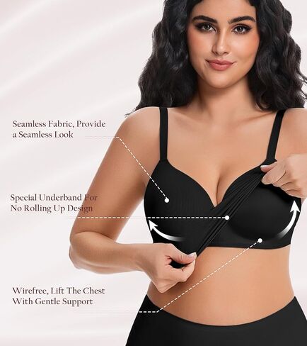 HACI Bra for Women Seamless V Neck Full Coverage Multiway Wirefree Plus Size Support Everyday Bralettes in Saudi Arabia