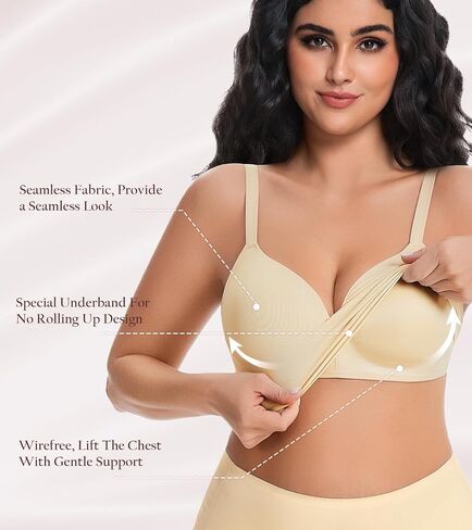 HACI Bra for Women Seamless V Neck Full Coverage Multiway Wirefree Plus Size Support Everyday Bralettes in Saudi Arabia