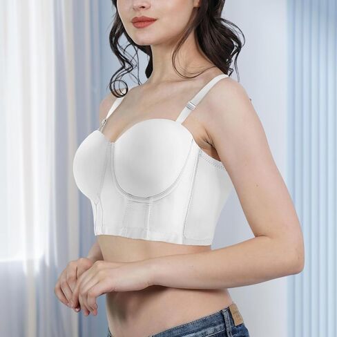 Underwire Strapless Longline Bra - Lift Support, Back Fat Smoothing Bras with Lace Details for Women in Saudi Arabia