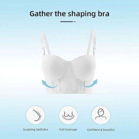 Underwire Strapless Longline Bra - Lift Support, Back Fat Smoothing Bras with Lace Details for Women in Saudi Arabia