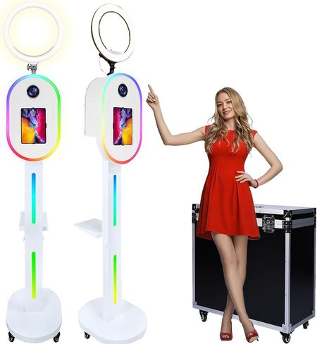 Photo Booth Machine for iPad 10.2" 10.9" 11" 12.9" and Camera,2-in-1 Selfie Station Shell Stand Camera Photobooth,RGB Light Box,RGB Fill Light,App Control,for Parties in Saudi Arabia