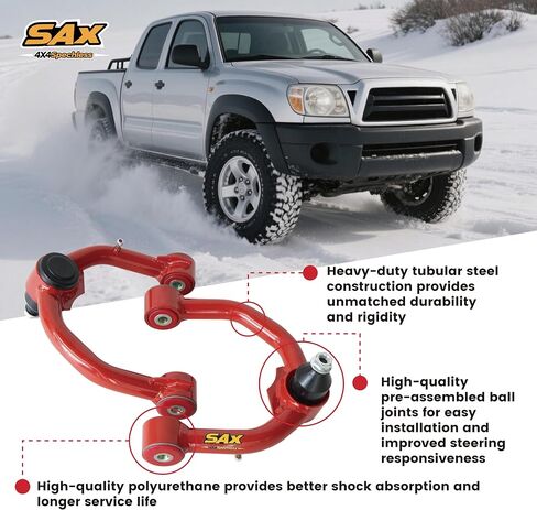 Front Upper Control Arms for 1995-2004 Toyota Tacoma,1995-2002 Toyota 4Runner, 2-4" Lift Red Tubular Arms with PU Bushings and 1 Spare Ball Joint (2PCS） in Saudi Arabia