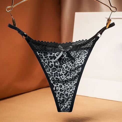 BIGFOX G String Thongs للنساء، مجموعة سراويل داخلية قطنية بدون خياطة مع طباعة جلد الفهد المثيرة على ملابس داخلية نسائية قابلة للتنفس، 4 قطع in Kuwait