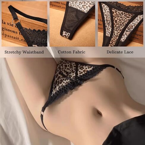 BIGFOX G String Thongs للنساء، مجموعة سراويل داخلية قطنية بدون خياطة مع طباعة جلد الفهد المثيرة على ملابس داخلية نسائية قابلة للتنفس، 4 قطع in Kuwait
