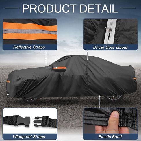 X AUTOHAUX Car Cover Outdoor Waterproof Sun Rain Snow Hail Protection with Left Side Door Zipper 210D-PU for Mazda MX-5 Miata in Saudi Arabia