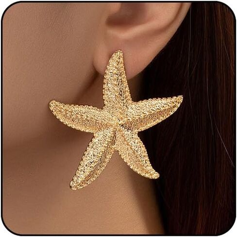 Starfish Earrings Beach Jewelry for Women Seashell Cowrie Puka Shell Earrings for Women Beach Earrings Ocean Jewlery in Kuwait