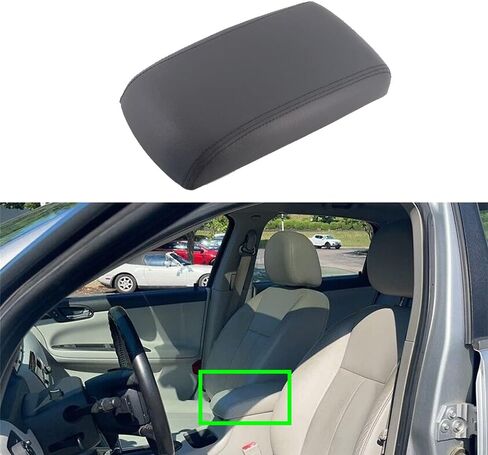 Black Center Console Armrest Cushion Cover Lid Compatible with Chevrolet Impala 2006-2014 Car Armrest Cover, Black in Saudi Arabia