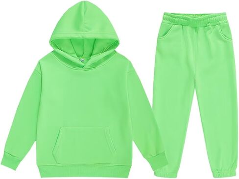 jeecoin Girls Boys Tracksuit Athletic Sweatsuits Pullover Hoodie 2 Pieces Kids Sweatshirt and Jogger Sweatpants Outfits Set in Kuwait