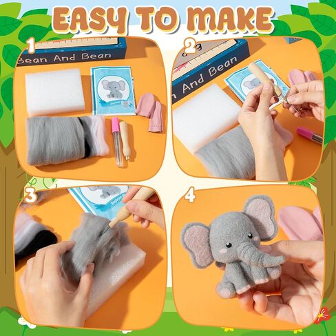 WATINC Sloth Needle Felting Kit - Set of 5 Cute Doll Wool Felt Needle Felting Starter Kit Tools Foam Pad, Make Your Own Home Decoration Needle Felting Craft Party Supplies for Beginners in Saudi Arabia