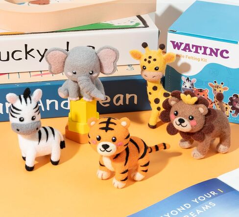 WATINC Sloth Needle Felting Kit - Set of 5 Cute Doll Wool Felt Needle Felting Starter Kit Tools Foam Pad, Make Your Own Home Decoration Needle Felting Craft Party Supplies for Beginners in Saudi Arabia