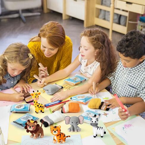 WATINC Sloth Needle Felting Kit - Set of 5 Cute Doll Wool Felt Needle Felting Starter Kit Tools Foam Pad, Make Your Own Home Decoration Needle Felting Craft Party Supplies for Beginners in Saudi Arabia