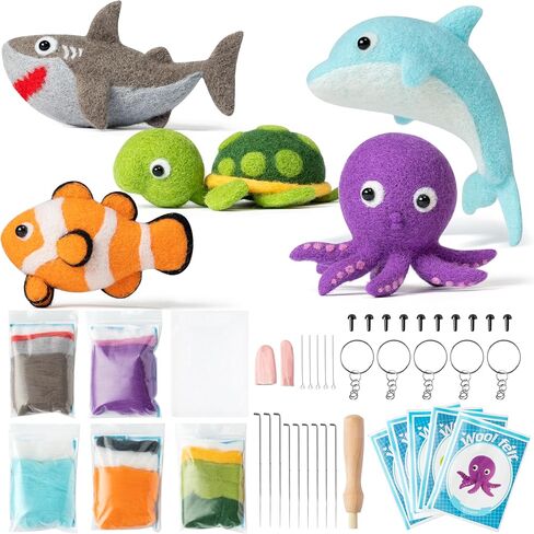WATINC Sloth Needle Felting Kit - Set of 5 Cute Doll Wool Felt Needle Felting Starter Kit Tools Foam Pad, Make Your Own Home Decoration Needle Felting Craft Party Supplies for Beginners in Saudi Arabia
