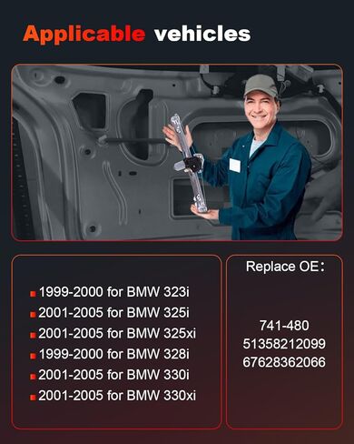 منظم نوافذ الطاقة Cciyu 749-105، منظم مناسب فقط لسيارات BMW 745Li 2002-2005 جانب الركاب الأيمن الأمامي in Saudi Arabia