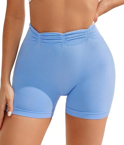 Women's Workout Shorts Seamless Scrunch Butt Yoga Shorts Biker Shorts with Pleated Waistline in Saudi Arabia