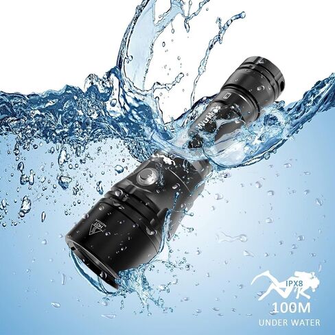 Wurkkos DL07 Diving Flashlight Rechargeable Scuba Dive Light, 3000 Lumens Dive Lights, IPX8 Waterproof, 135 ° Beam Angle Underwater Flashlight High 90 CRI Dive Video Photography Light with Ball Joint in Kuwait