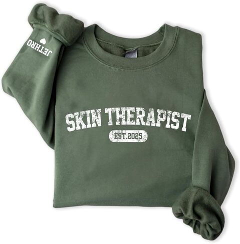 Custom Skin Therapist Sweatshirt with Name, EST. 2025 Personalized Skincare Crewneck, Esthetician Graduation Gift, Spa Professional Apparel, Unisex Fit in Saudi Arabia