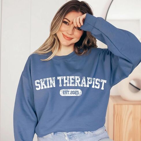Custom Skin Therapist Sweatshirt with Name, EST. 2025 Personalized Skincare Crewneck, Esthetician Graduation Gift, Spa Professional Apparel, Unisex Fit in Saudi Arabia