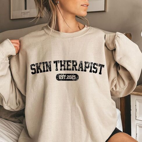Custom Skin Therapist Sweatshirt with Name, EST. 2025 Personalized Skincare Crewneck, Esthetician Graduation Gift, Spa Professional Apparel, Unisex Fit in Saudi Arabia