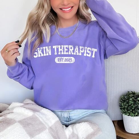 Custom Skin Therapist Sweatshirt with Name, EST. 2025 Personalized Skincare Crewneck, Esthetician Graduation Gift, Spa Professional Apparel, Unisex Fit in Saudi Arabia