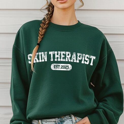 Custom Skin Therapist Sweatshirt with Name, EST. 2025 Personalized Skincare Crewneck, Esthetician Graduation Gift, Spa Professional Apparel, Unisex Fit in Saudi Arabia
