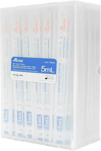 Polystyrene Serological Pipettes Individually Wrapped Sterile Plastic Graduated Pipette 10ml, Pack of 200 in Kuwait
