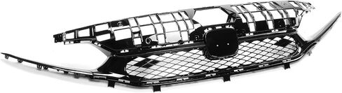 IKON MOTORSPORTS, Front Upper Grille Compatible With 2022-2024 Honda Civic Sedan 4-Door, Rock Style Gloss Black ABS Honeycomb Front Bumper Mesh Grill in Saudi Arabia