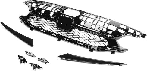 IKON MOTORSPORTS, Front Upper Grille Compatible With 2022-2024 Honda Civic Sedan 4-Door, Rock Style Gloss Black ABS Honeycomb Front Bumper Mesh Grill in Saudi Arabia