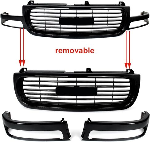 مجموعة شواية أمامية MIC متوافقة مع 1999-2002 GMC Sierra 1500 2500 & 2000-2006 GMC Yukon & 2000-2006 Yukon XL 1500 2500 (كروم + أسود غير لامع) in Kuwait
