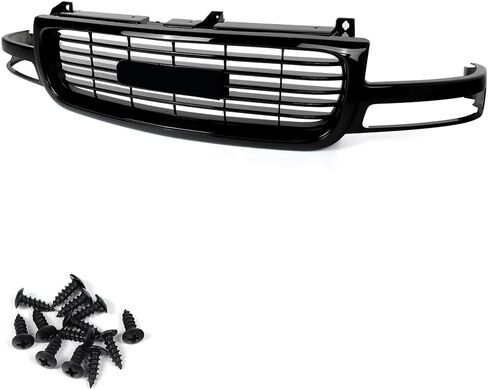 مجموعة شواية أمامية MIC متوافقة مع 1999-2002 GMC Sierra 1500 2500 & 2000-2006 GMC Yukon & 2000-2006 Yukon XL 1500 2500 (كروم + أسود غير لامع) in Kuwait