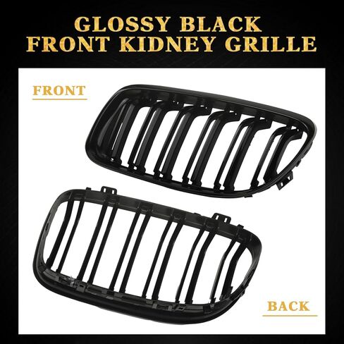 شبكة أمامية لشبكة الكلى E90 تناسب BMW 320i 323i 325i 325xi 328i 328xi 330i 335i 335xi - 3 series 2005-2008 (شرائح مزدوجة لامعة باللون الأسود) in Kuwait