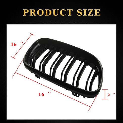 شبكة أمامية لشبكة الكلى E90 تناسب BMW 320i 323i 325i 325xi 328i 328xi 330i 335i 335xi - 3 series 2005-2008 (شرائح مزدوجة لامعة باللون الأسود) in Kuwait