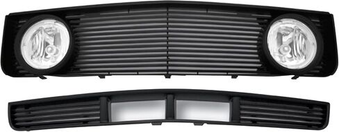 IKON MOTORSPORTS Front Upper & Lower Grilles, Compatible with 2005-2009 Ford Mustang V6 & GT, Billet Style Black ABS Plastic Replacement Front Bumper Hood Grill with Lights 2PCS in Saudi Arabia