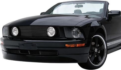 IKON MOTORSPORTS Front Upper & Lower Grilles, Compatible with 2005-2009 Ford Mustang V6 & GT, Billet Style Black ABS Plastic Replacement Front Bumper Hood Grill with Lights 2PCS in Saudi Arabia