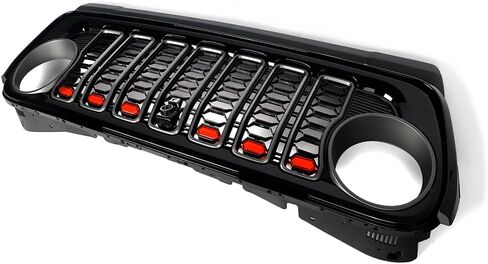 MIC Upgraded Front Grille Grill Guard Assembly Compatible with 2018-2024 Jeep Wrangler JL & Gladiator JT Front Bumper Grille with Camera Hole & LED Light (Bright White) in Kuwait