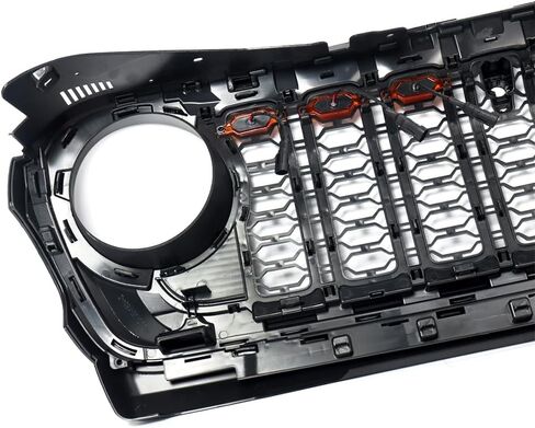 MIC Upgraded Front Grille Grill Guard Assembly Compatible with 2018-2024 Jeep Wrangler JL & Gladiator JT Front Bumper Grille with Camera Hole & LED Light (Bright White) in Kuwait
