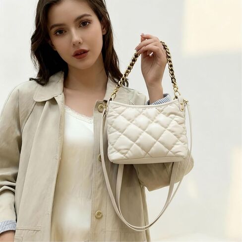 Quilted Crossbody Purses for Women, Ladies Shoulder Bags with Top-handle, Satchel Bag Totes Leather Trendy Handbag in Saudi Arabia