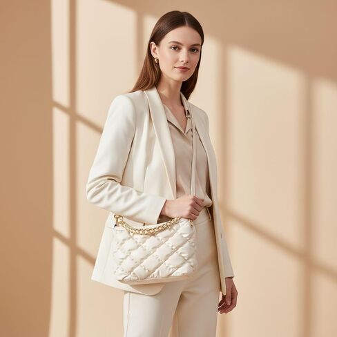 Quilted Crossbody Purses for Women, Ladies Shoulder Bags with Top-handle, Satchel Bag Totes Leather Trendy Handbag in Saudi Arabia
