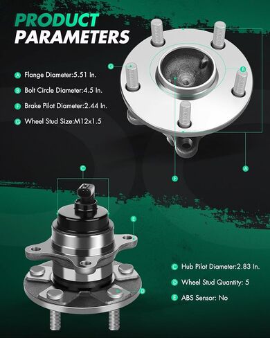 SCITOO Wheel Bearing Hub Fit 2001-2006 For Lexus LS430 5 Lugs 513163 New Front Hub Assembly Set W/ABS 2 Pack in Saudi Arabia