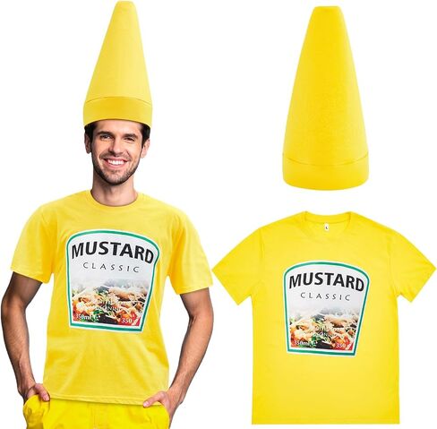 Toulite Halloween Yellow Mustard Red Ketchup Costume Matching Group T-shirt and Hat Halloween Couple Costume in Saudi Arabia