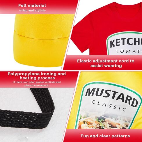 Toulite Halloween Yellow Mustard Red Ketchup Costume Matching Group T-shirt and Hat Halloween Couple Costume in Saudi Arabia