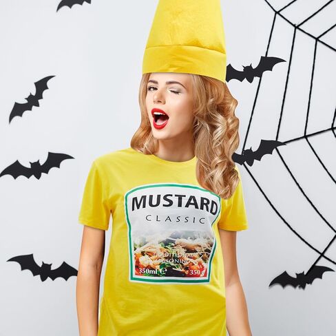 Toulite Halloween Yellow Mustard Red Ketchup Costume Matching Group T-shirt and Hat Halloween Couple Costume in Saudi Arabia