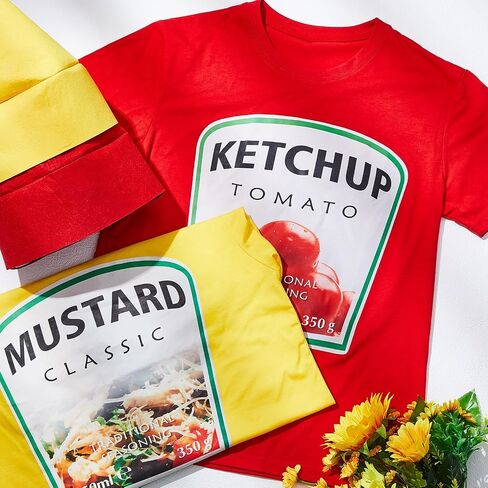 Toulite Halloween Yellow Mustard Red Ketchup Costume Matching Group T-shirt and Hat Halloween Couple Costume in Saudi Arabia