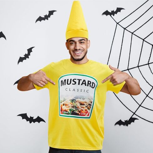 Toulite Halloween Yellow Mustard Red Ketchup Costume Matching Group T-shirt and Hat Halloween Couple Costume in Saudi Arabia