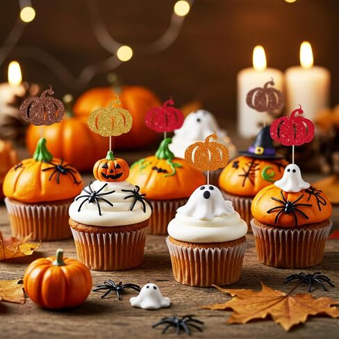 BEISHIDA 18 قطعة Happy Halloween Cupcake Topper Halloween Cupcake الديكور Little Boo Happy Boo Day القرع الساحرة القبعات القطط الخفافيش للرعب المضحك الهالوين المخيف ديكورات الحفلات لوازم الحفلات in Kuwait