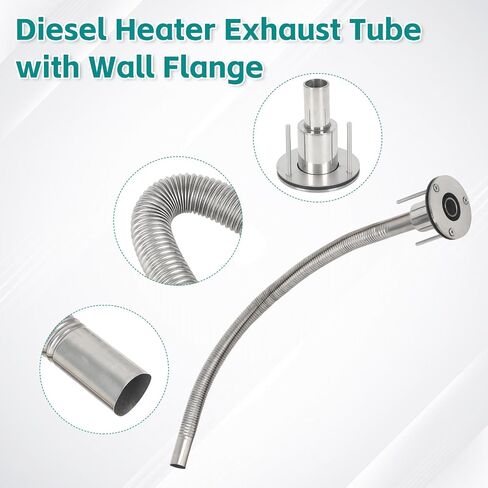 24mm Stainless Steel Exhaust Pipe Air Intake Filter and Pipe Double Wall Through the wall Connector Fitting Exhaust Wall Flange Port Socket for Diesel Parking Heater Install on RV, Greenhouse, Garages in Kuwait