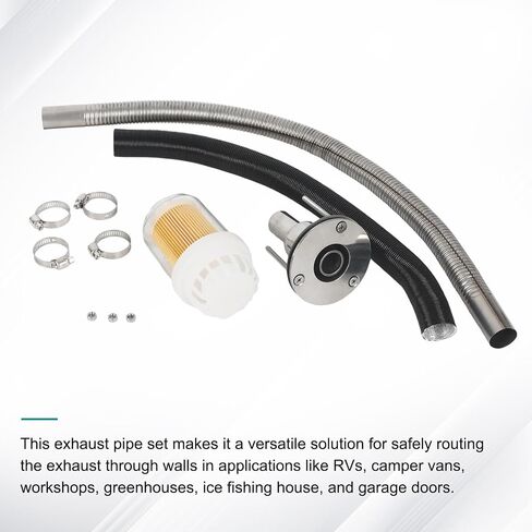 24mm Stainless Steel Exhaust Pipe Air Intake Filter and Pipe Double Wall Through the wall Connector Fitting Exhaust Wall Flange Port Socket for Diesel Parking Heater Install on RV, Greenhouse, Garages in Kuwait