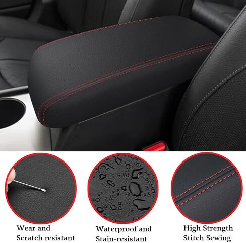Car Center Console Armrest Cover for Kia Optima 2016 2017 2018 2019 2020 Leather Console Armrest Box Lid Cover Protector Cushion Saver Accessories,Black Stitches in Kuwait