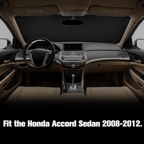 Windshield Sun Shade Fit for Honda Accord Sedan 2008 2009 2010 2011 2012, Sun Visor Front Window Sunshade Protector Blocks UV Rays Heat Sun Cover Shield Car Accessories in Saudi Arabia